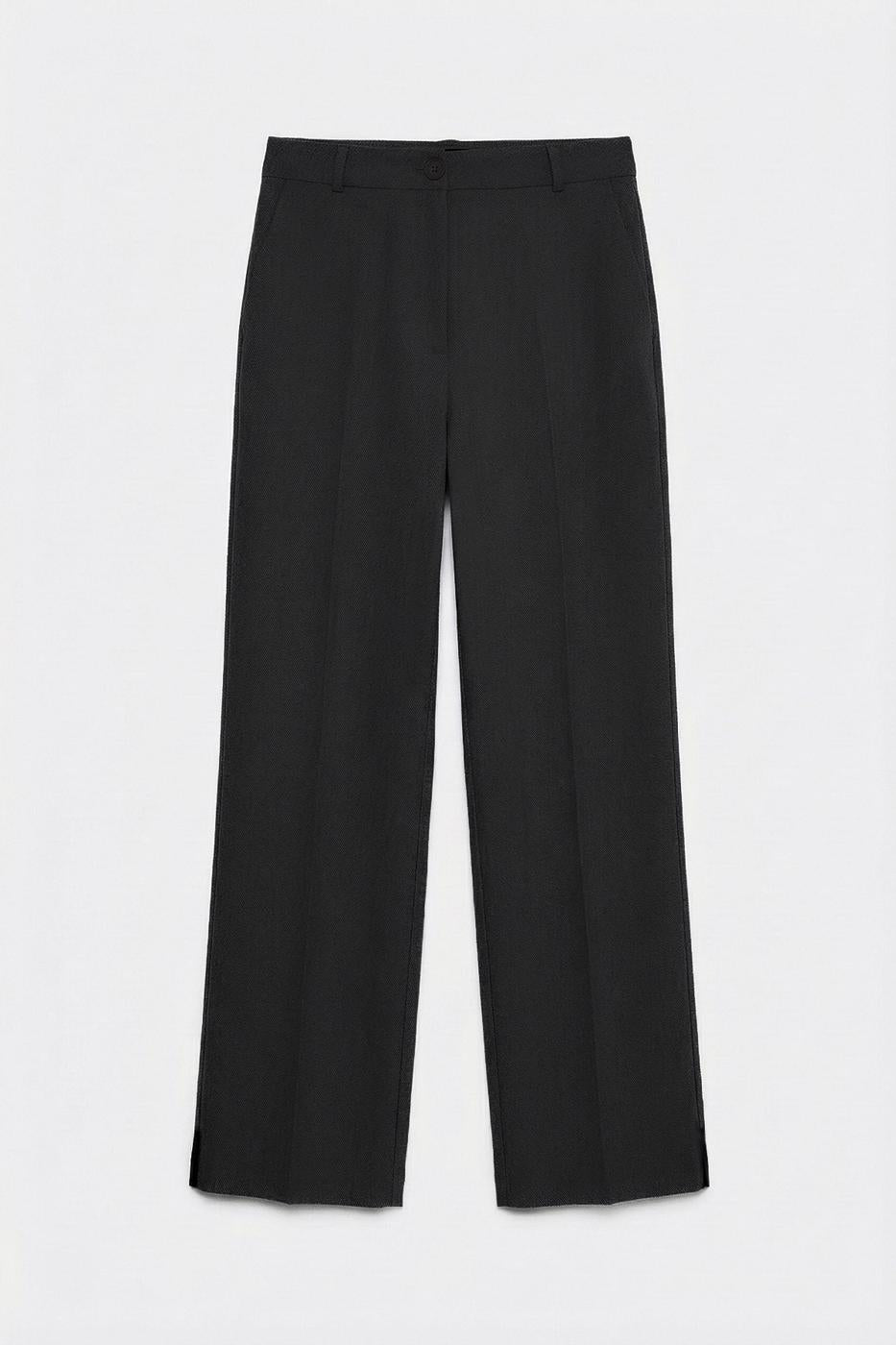 Ankle-Length Fabric Trousers Black