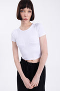 Crew Neck Crop Top White