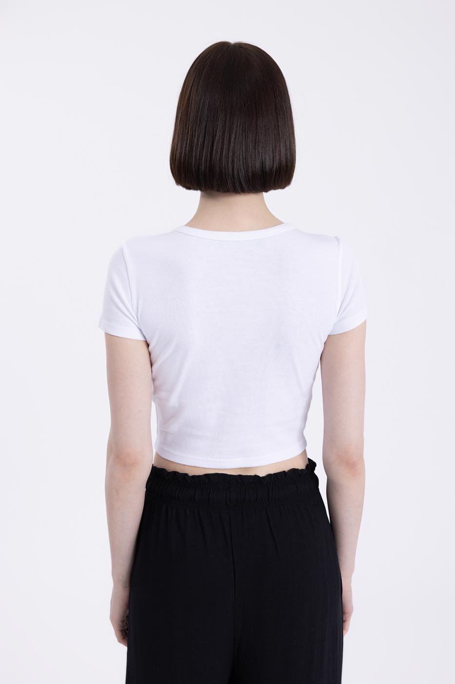 Crew Neck Crop Top White