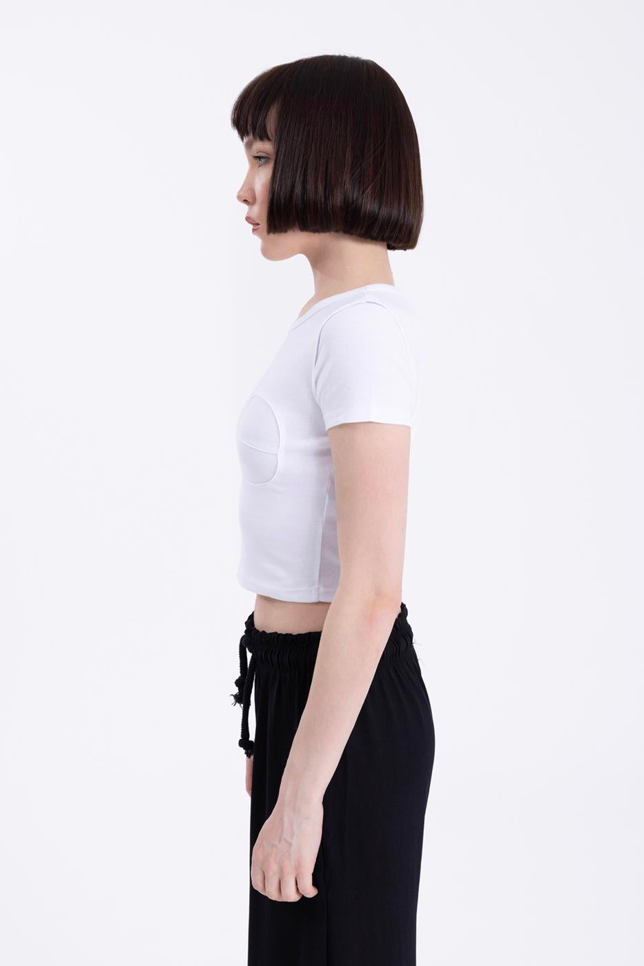 Crew Neck Crop Top White