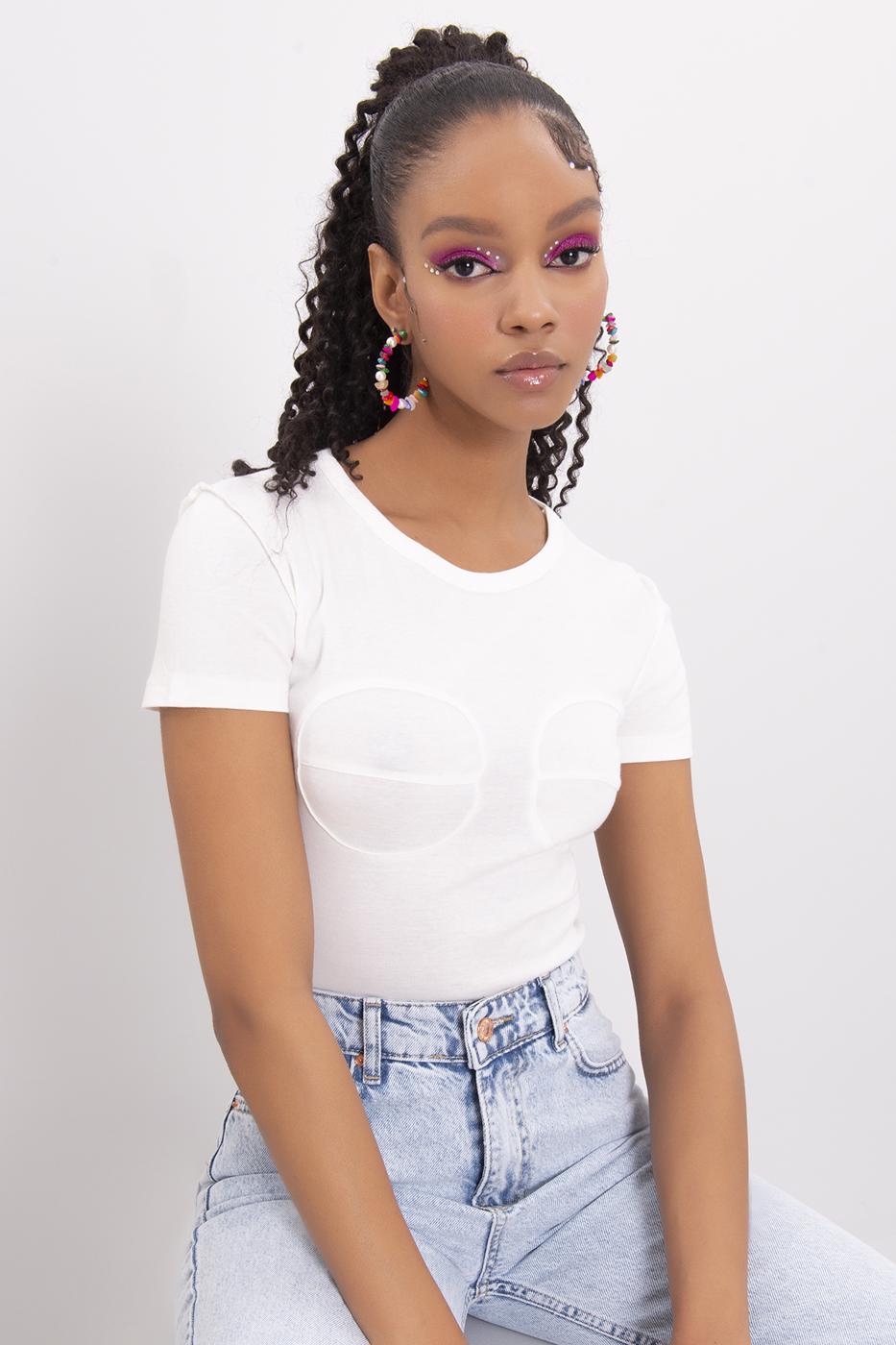Crew Neck Crop Top Ecru
