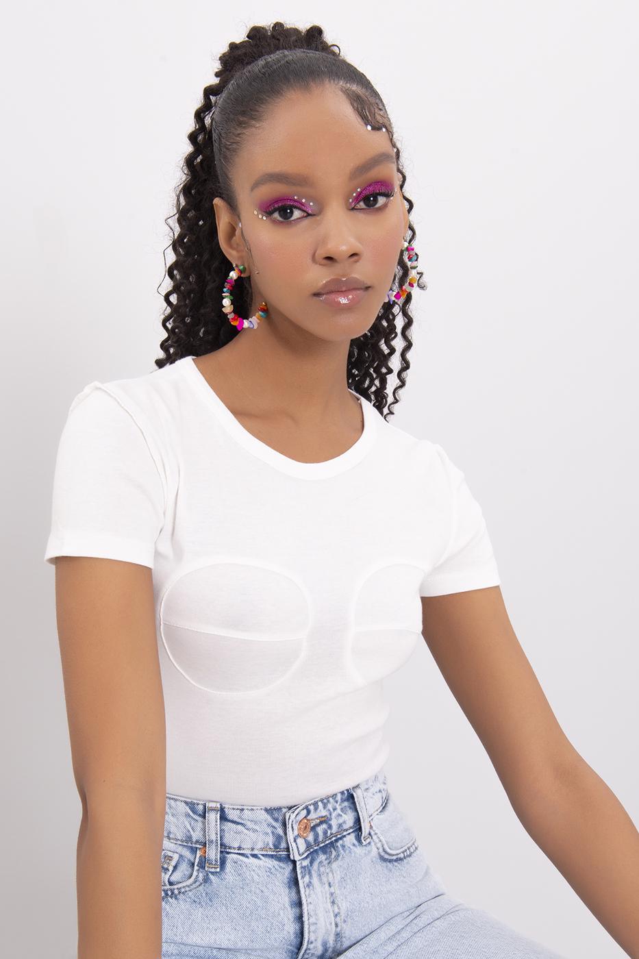 Crew Neck Crop Top Ecru