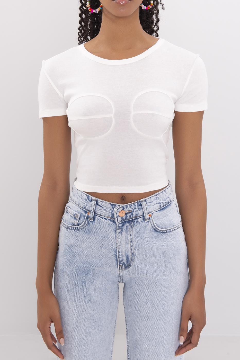 Crew Neck Crop Top Ecru