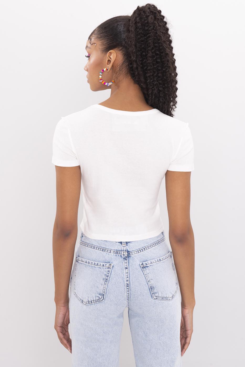 Crew Neck Crop Top Ecru