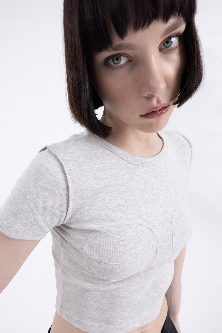 Crew Neck Crop Top Grey