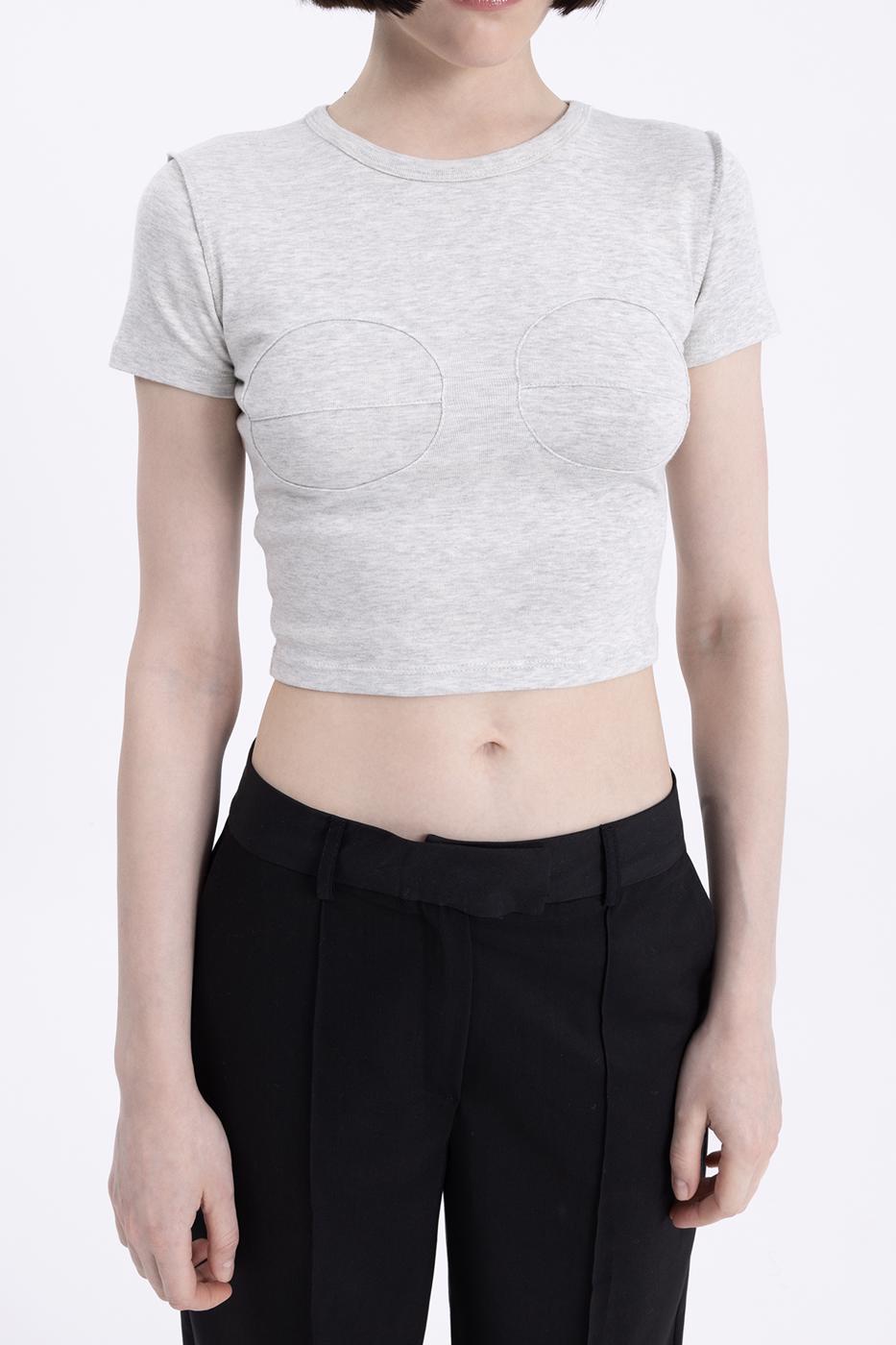 Crew Neck Crop Top Grey