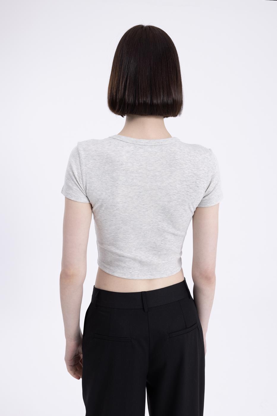 Crew Neck Crop Top Grey