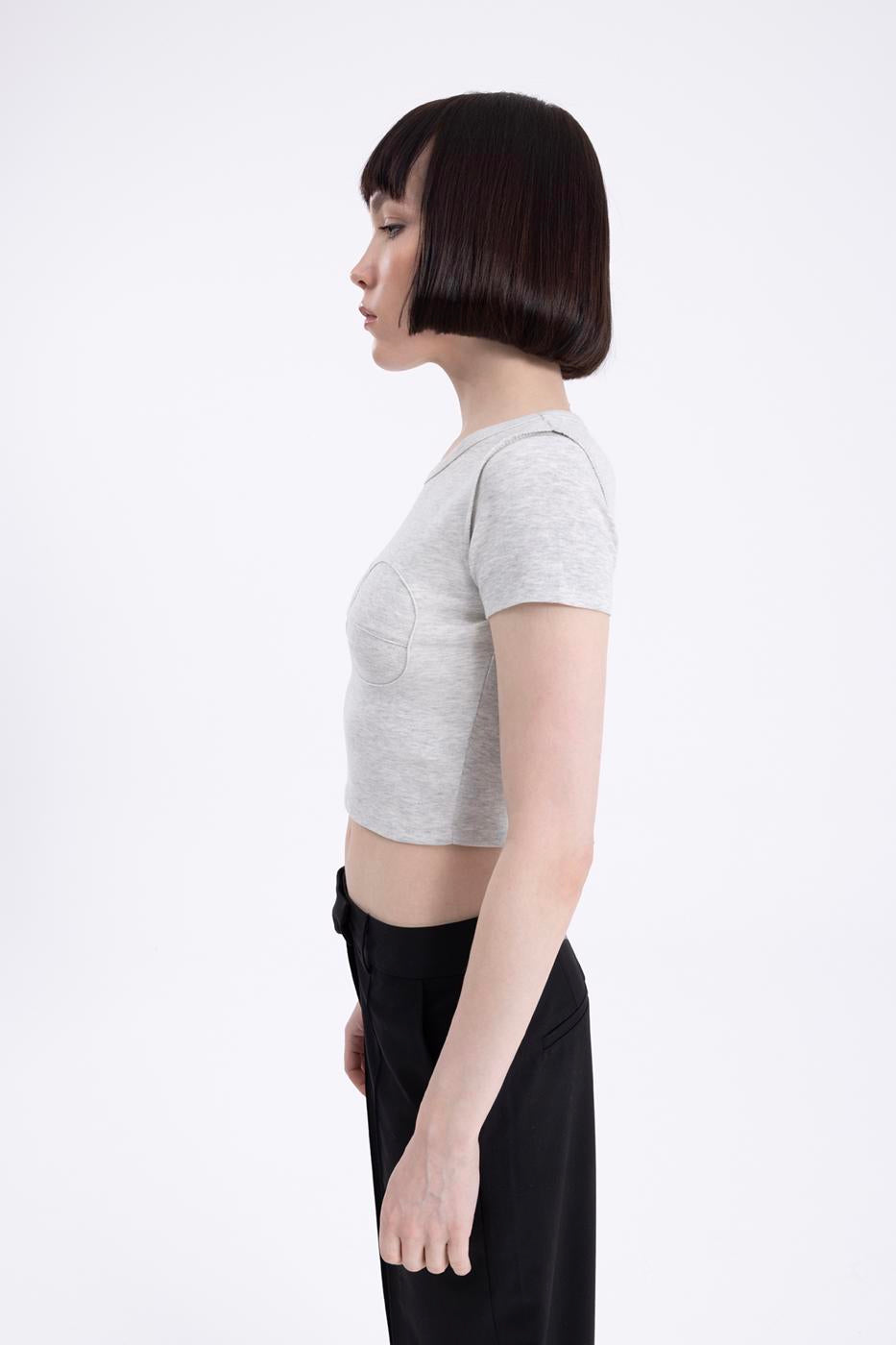 Crew Neck Crop Top Grey