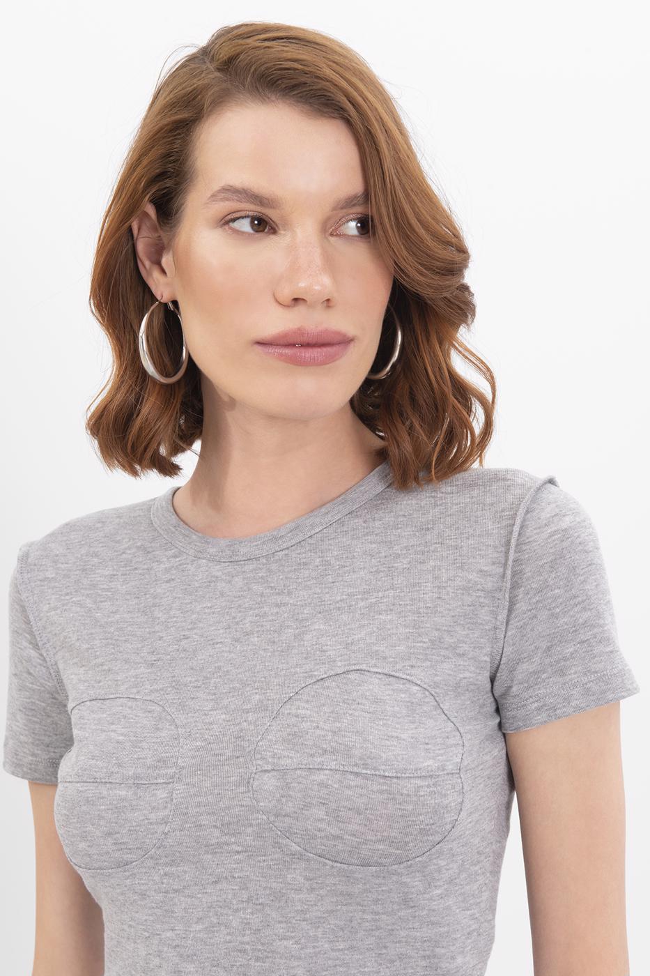 Crew Neck Crop Top D.grey
