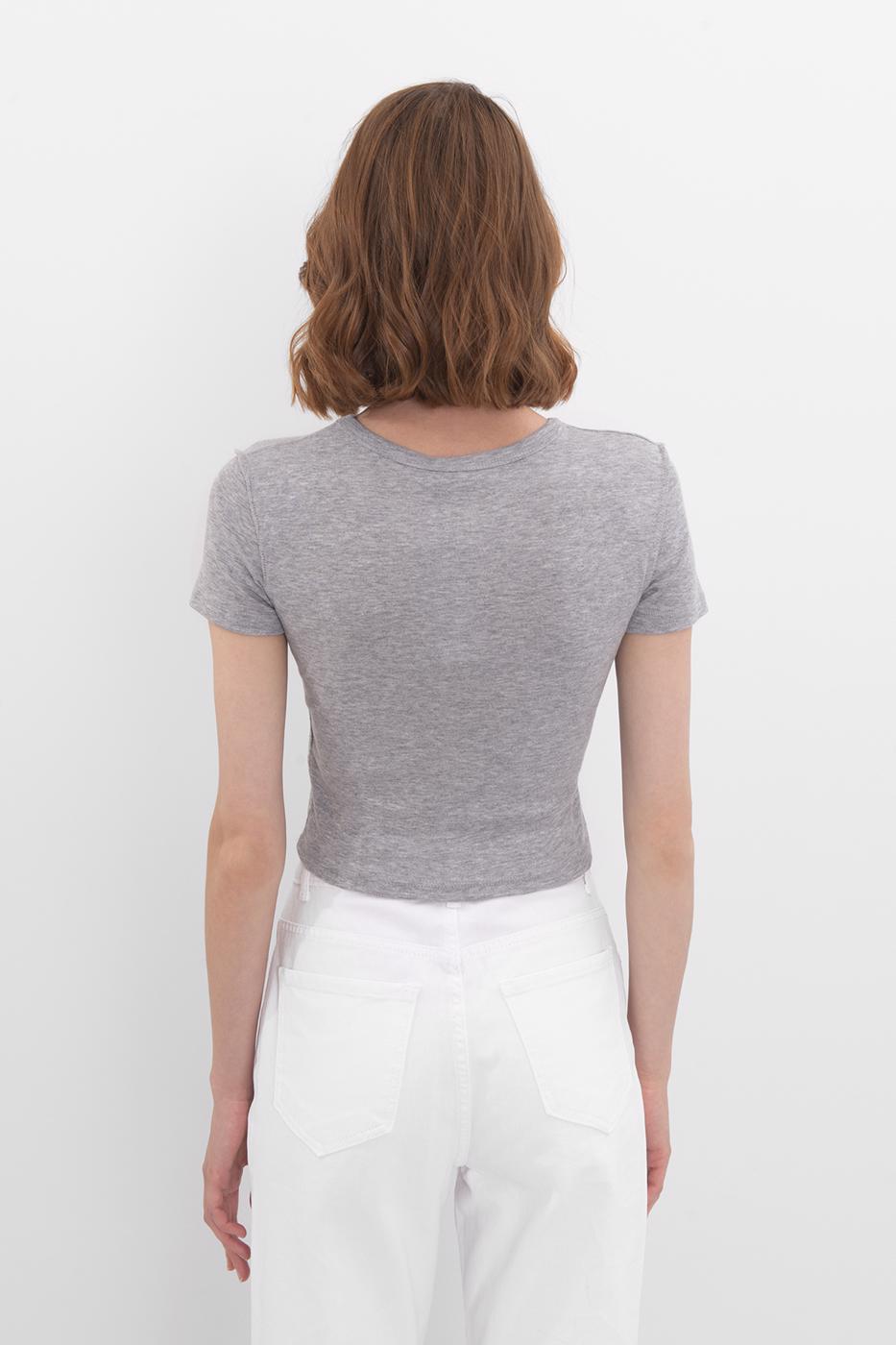 Crew Neck Crop Top D.grey