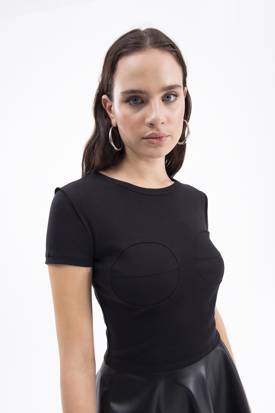 Crew Neck Crop Top Black