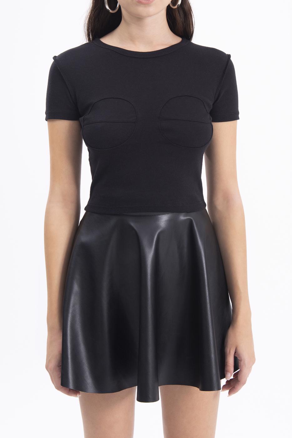 Crew Neck Crop Top Black