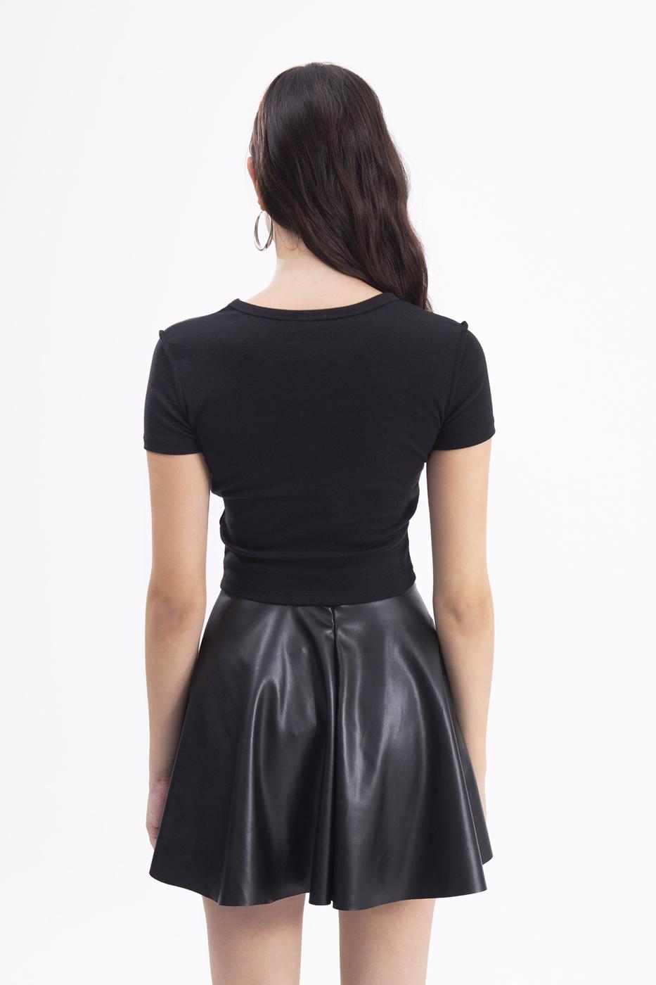 Crew Neck Crop Top Black
