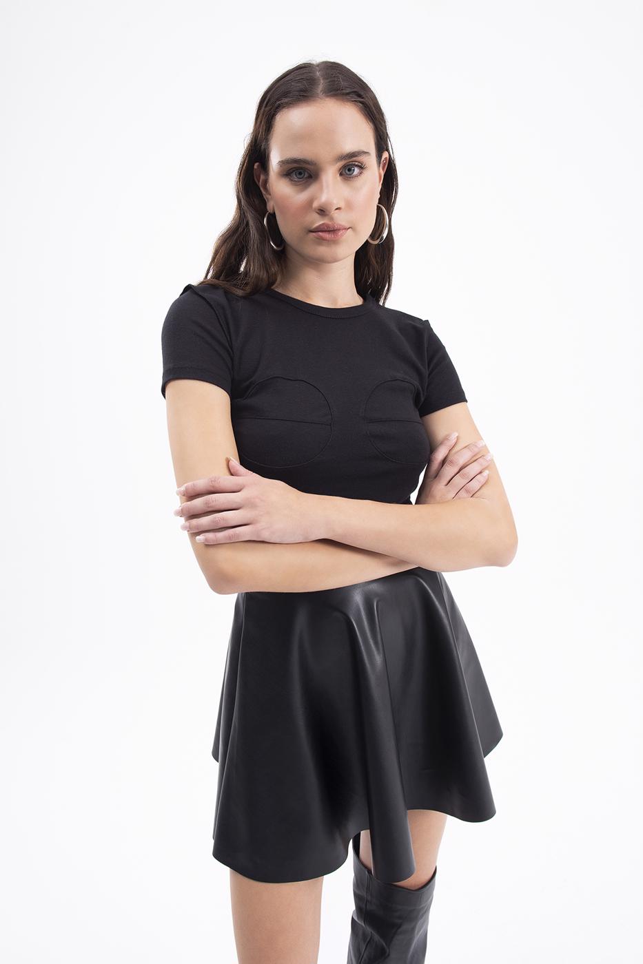 Crew Neck Crop Top Black