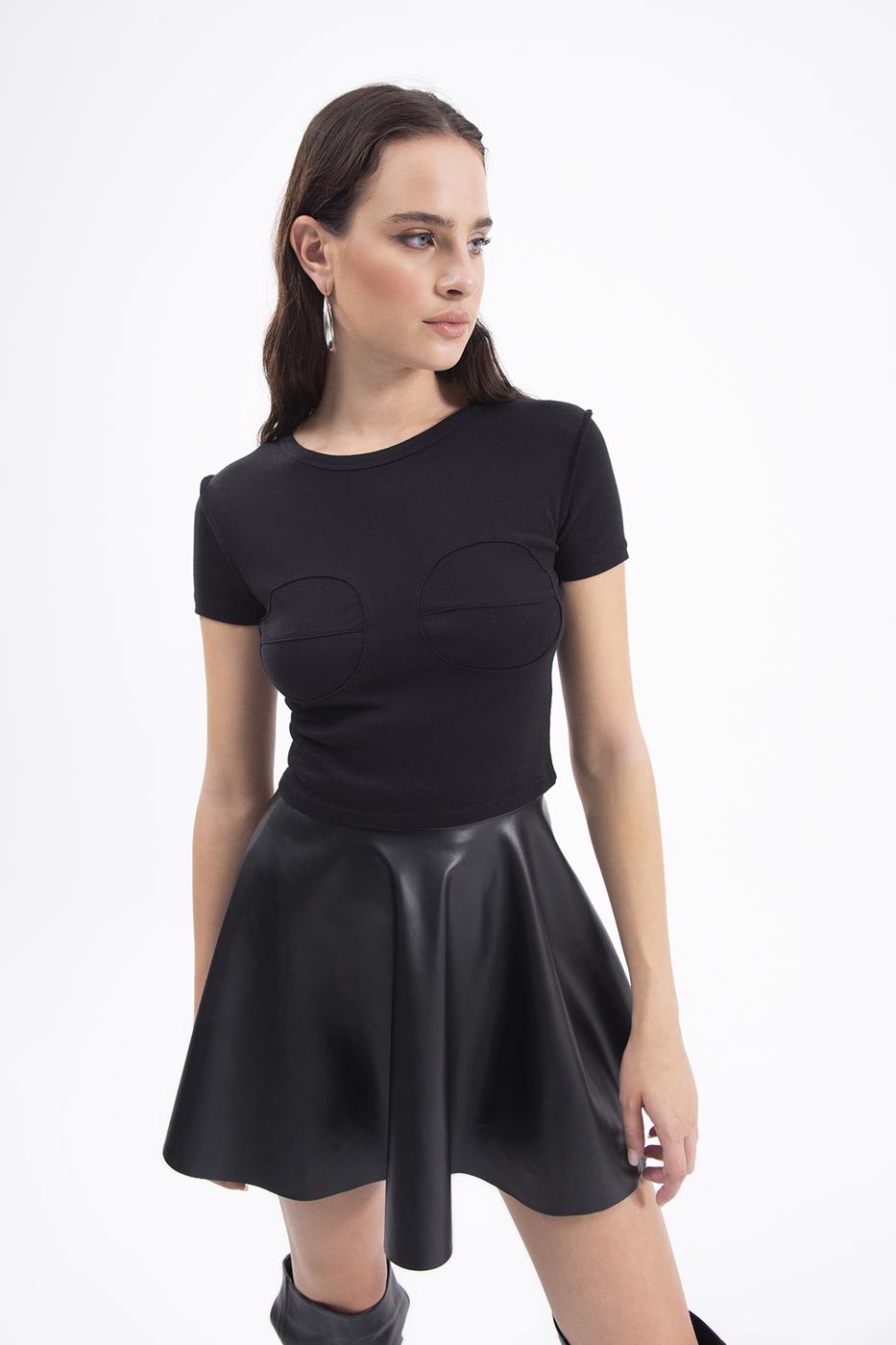 Crew Neck Crop Top Black