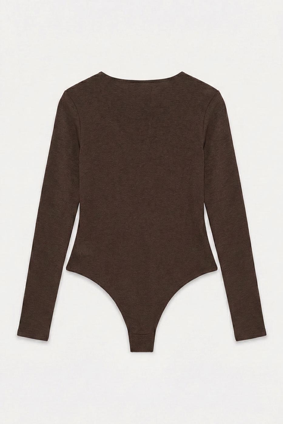 Bicycle Collar Bodysuit Brown