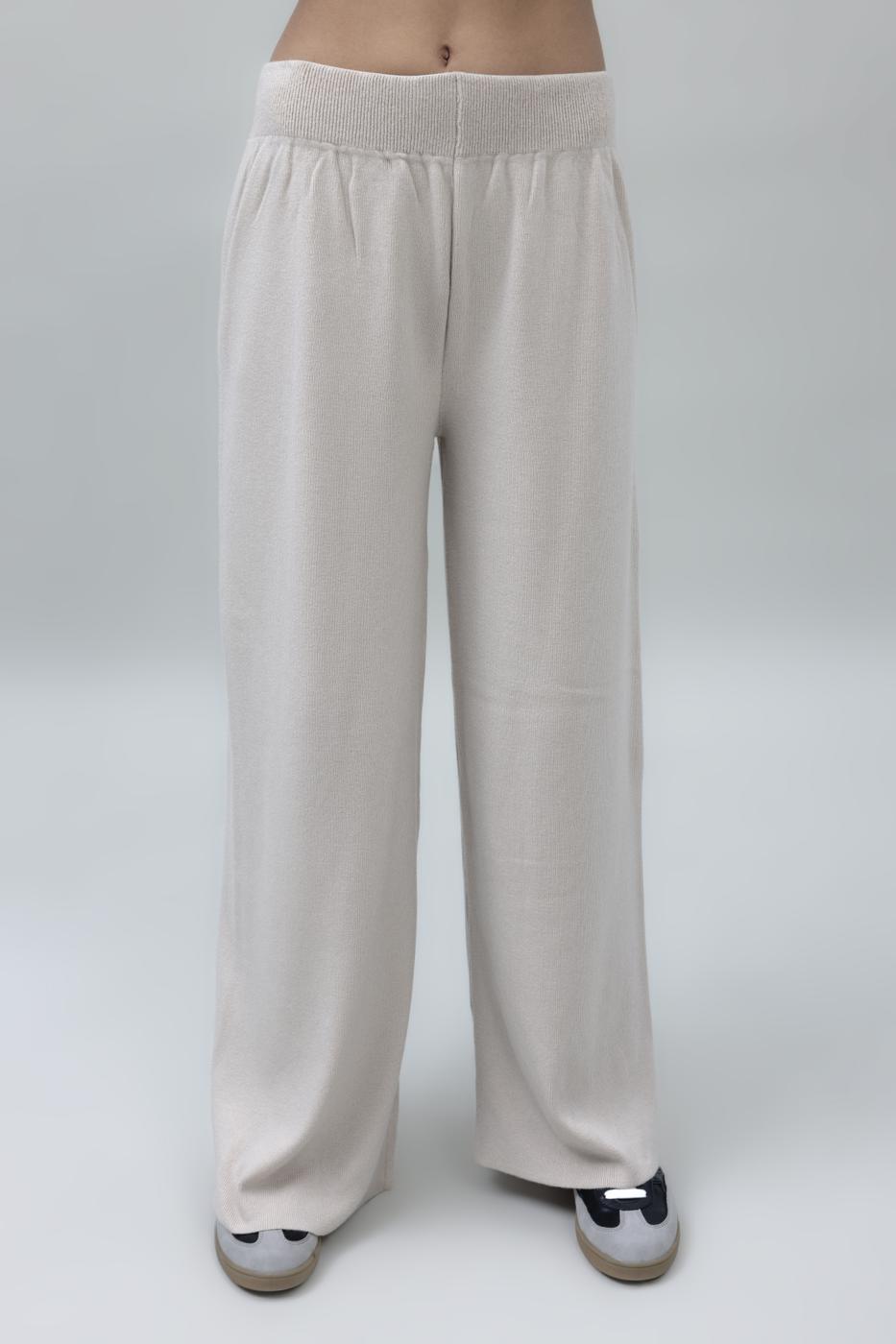 Wide Leg Knit Pants Beige