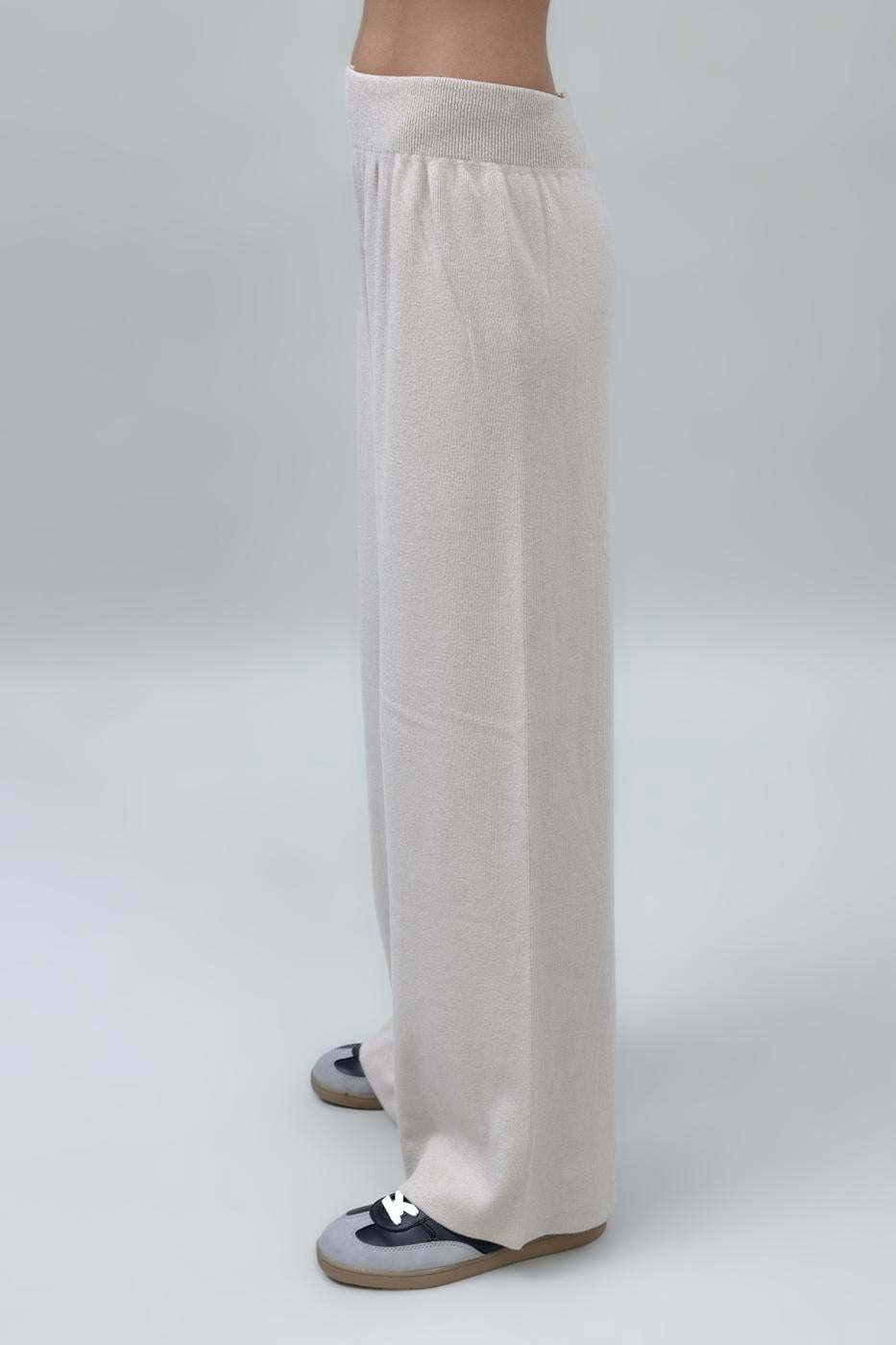 Wide Leg Knit Pants Beige