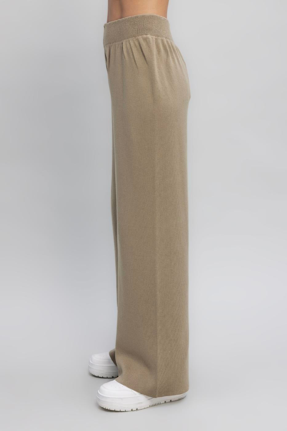 Wide Leg Knit Pants Khaki