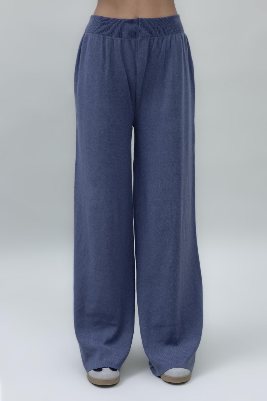 Wide Leg Knit Pants İndigo