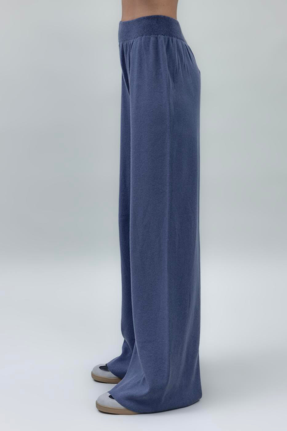 Wide Leg Knit Pants İndigo