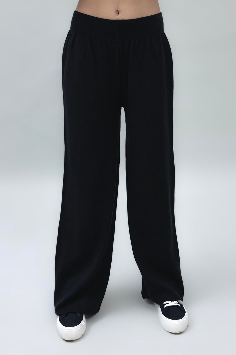 Wide Leg Knit Pants Black