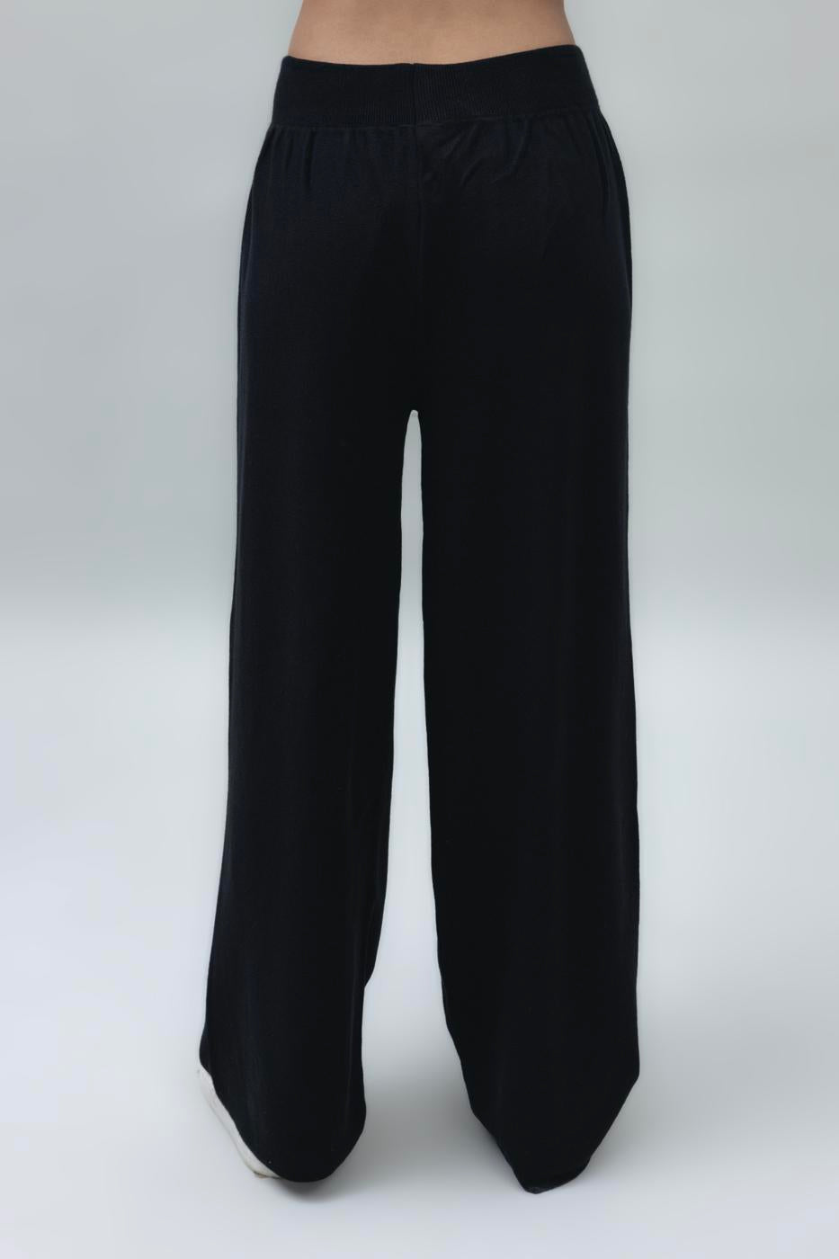 Wide Leg Knit Pants Black