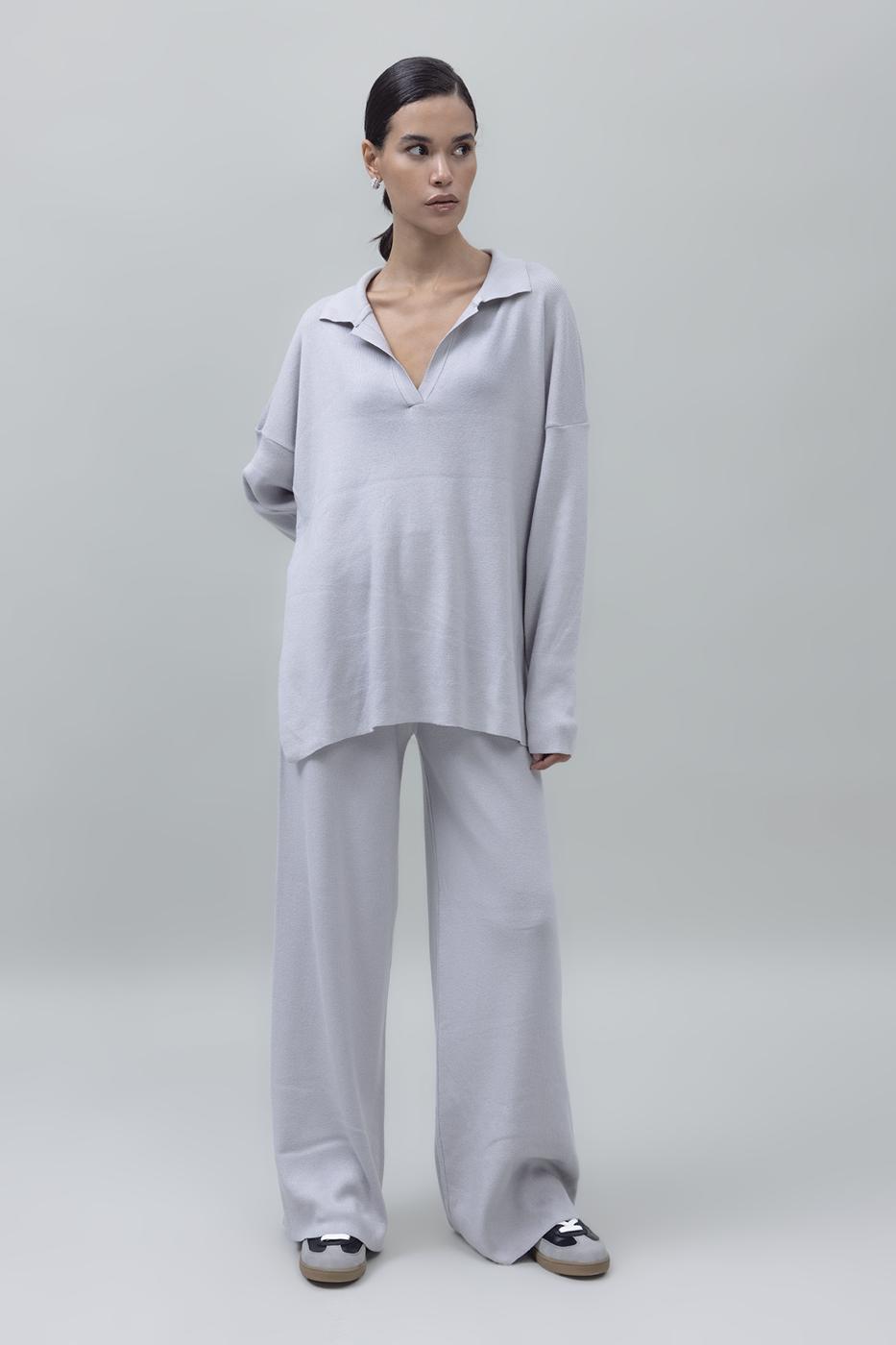 Wide Leg Knit Pants Stone