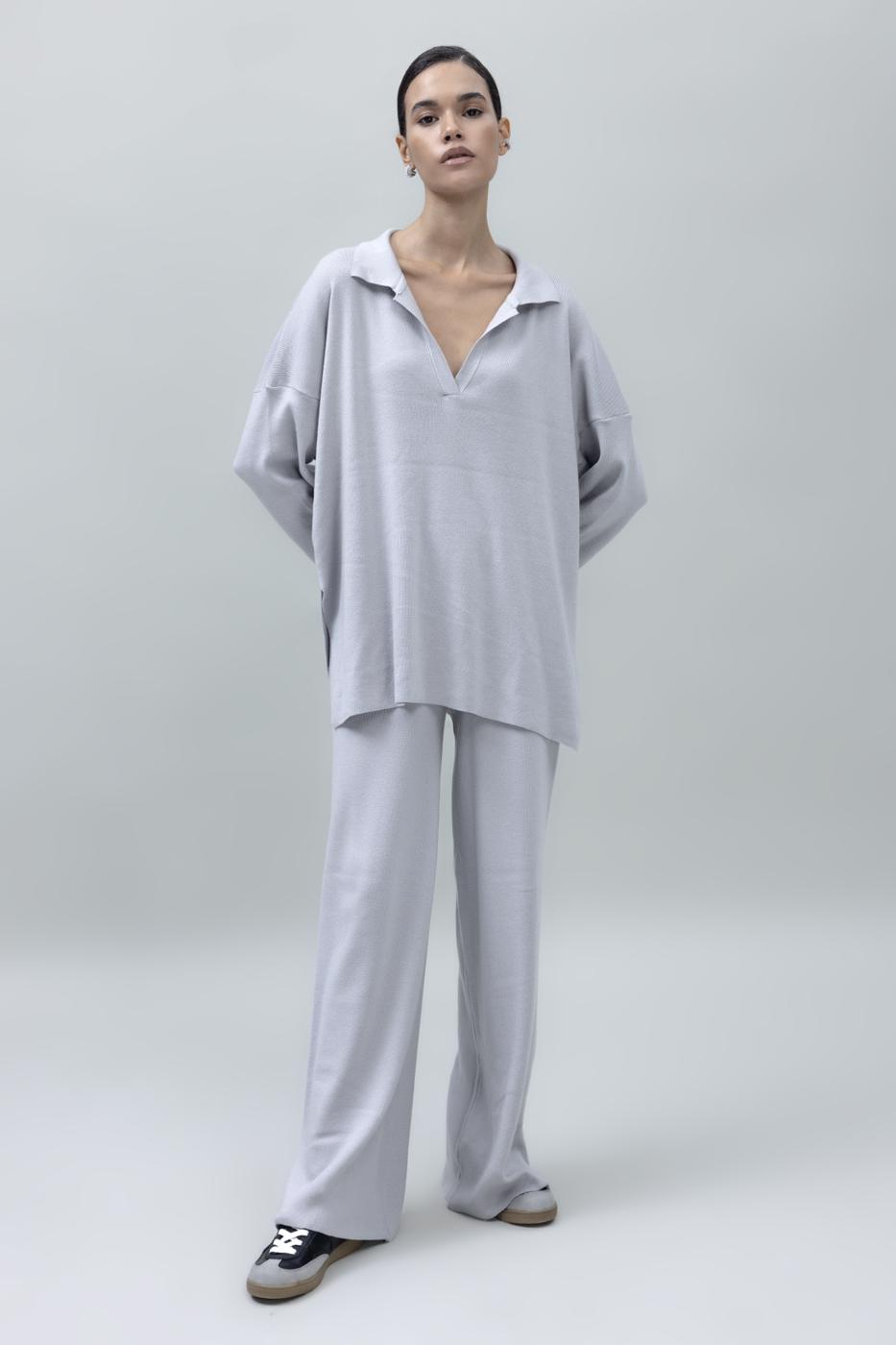 Wide Leg Knit Pants Stone