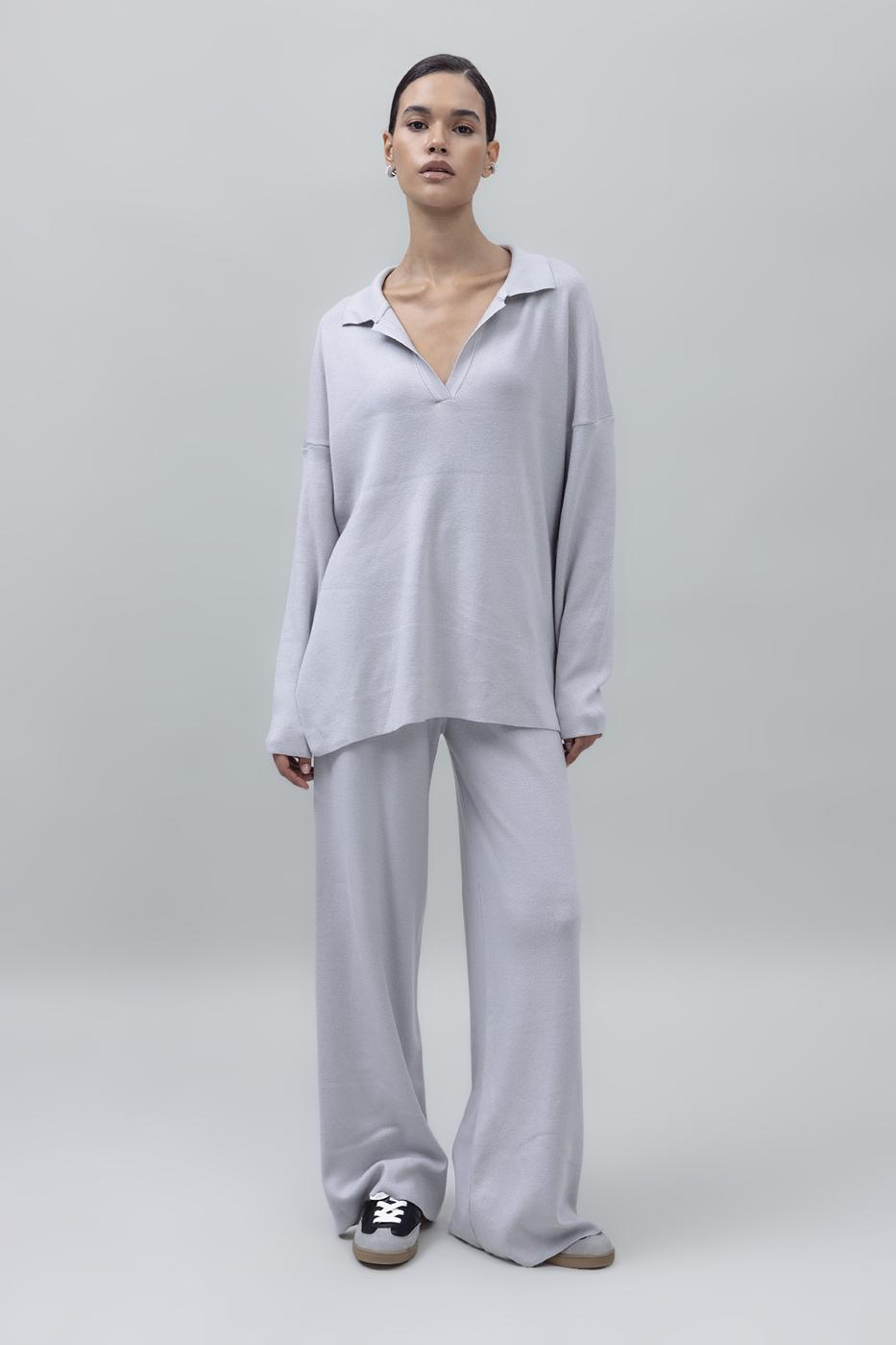 Wide Leg Knit Pants Stone