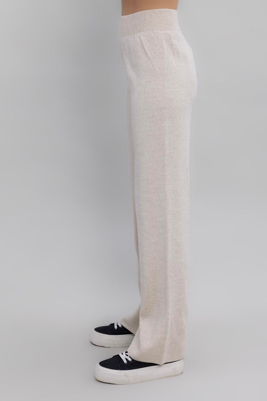 Wide Leg Knit Pants Ecru