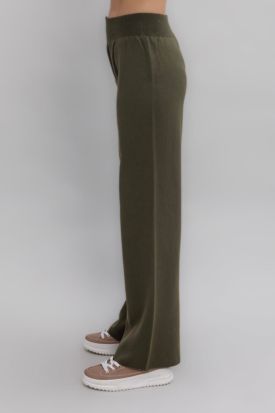 Wide Leg Knit Pants Khaki