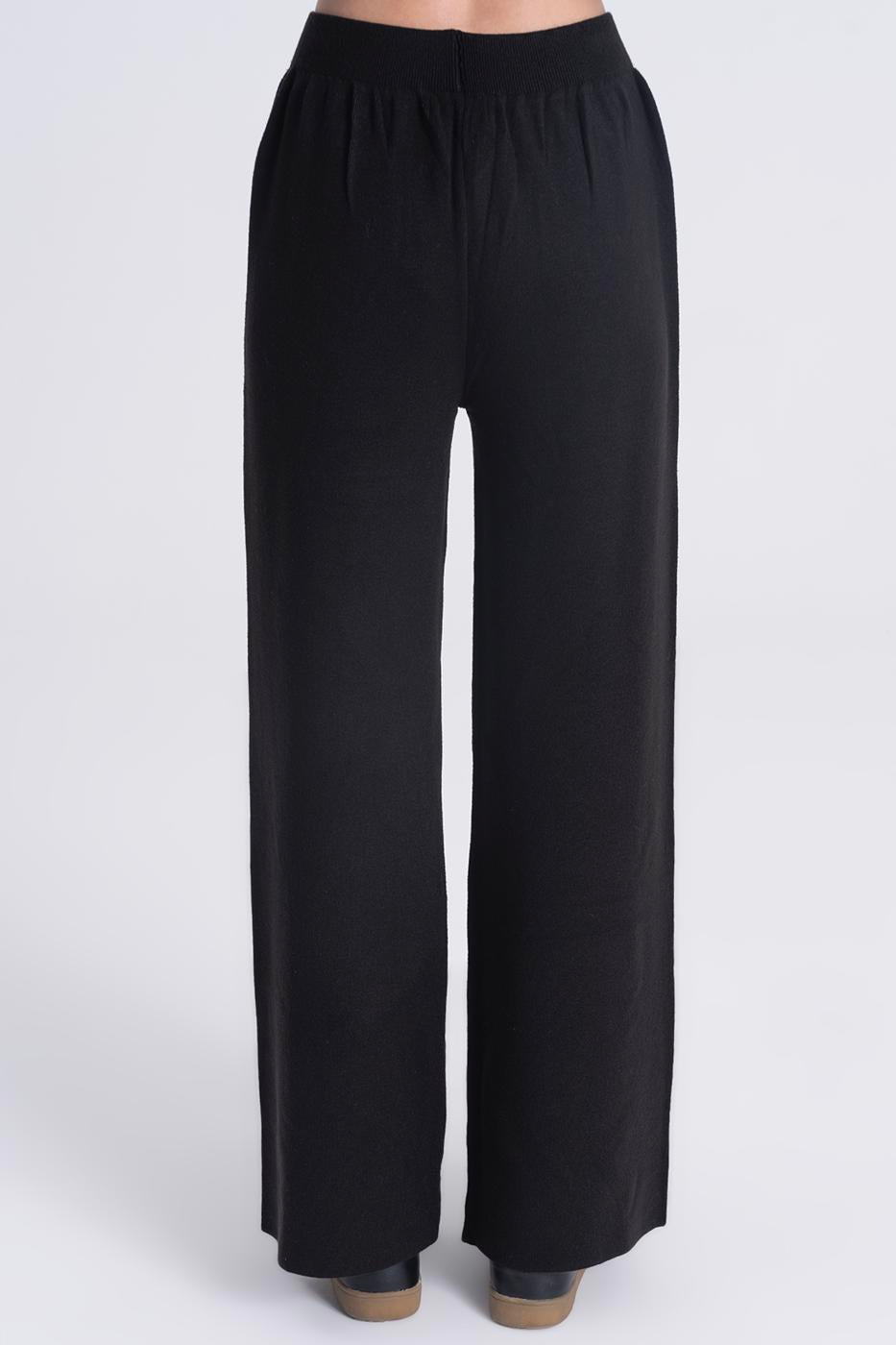 Wide Leg Knitwear Trousers Black