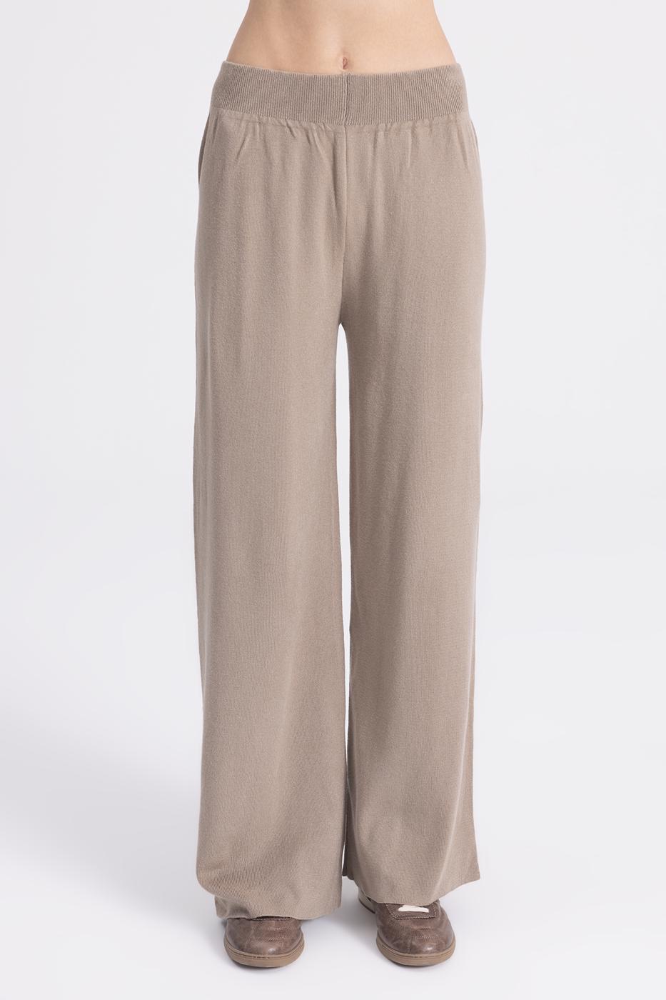 Wide Leg Knitwear Trousers Mink