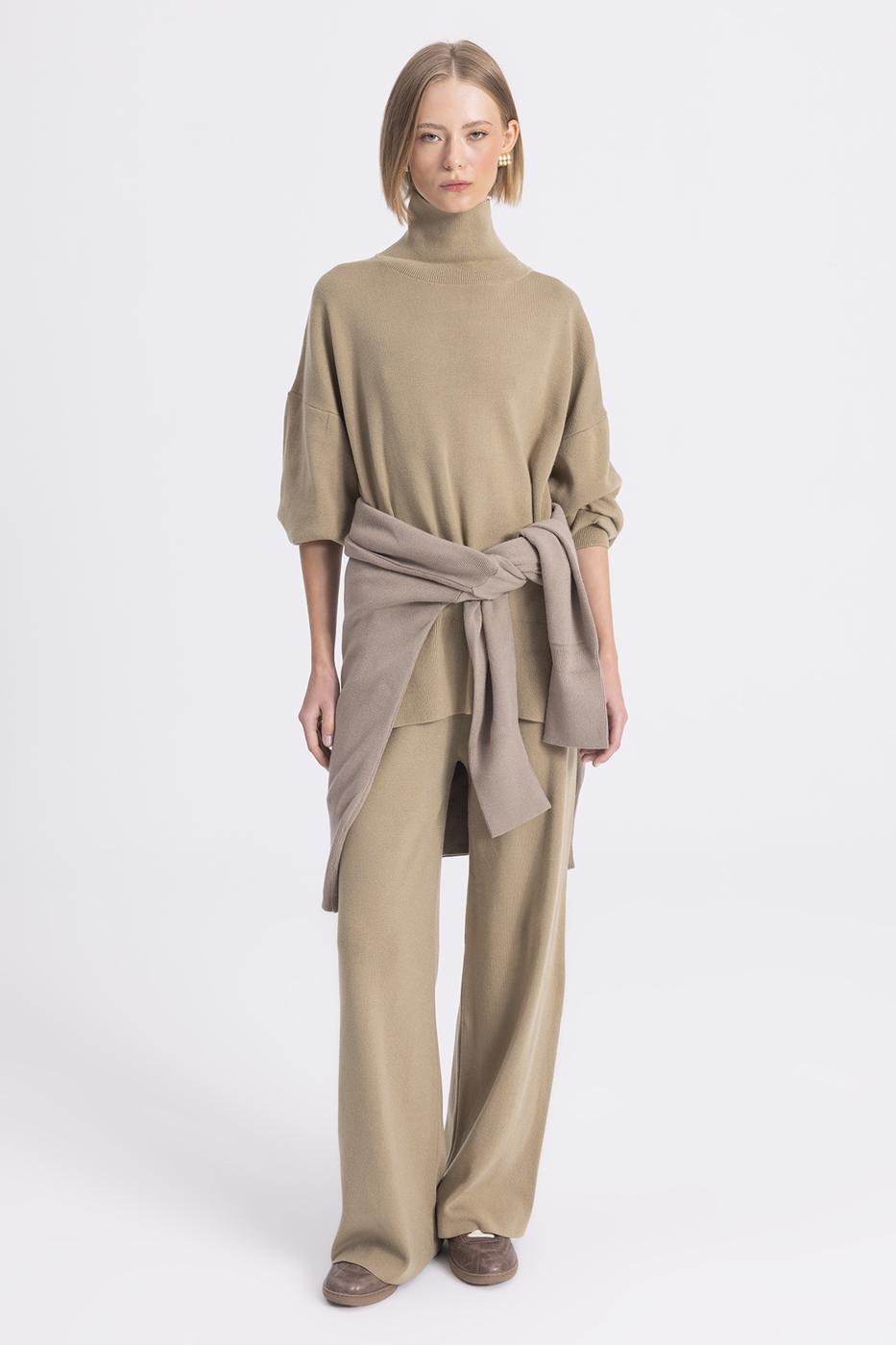 Wide Leg Knitwear Trousers Green