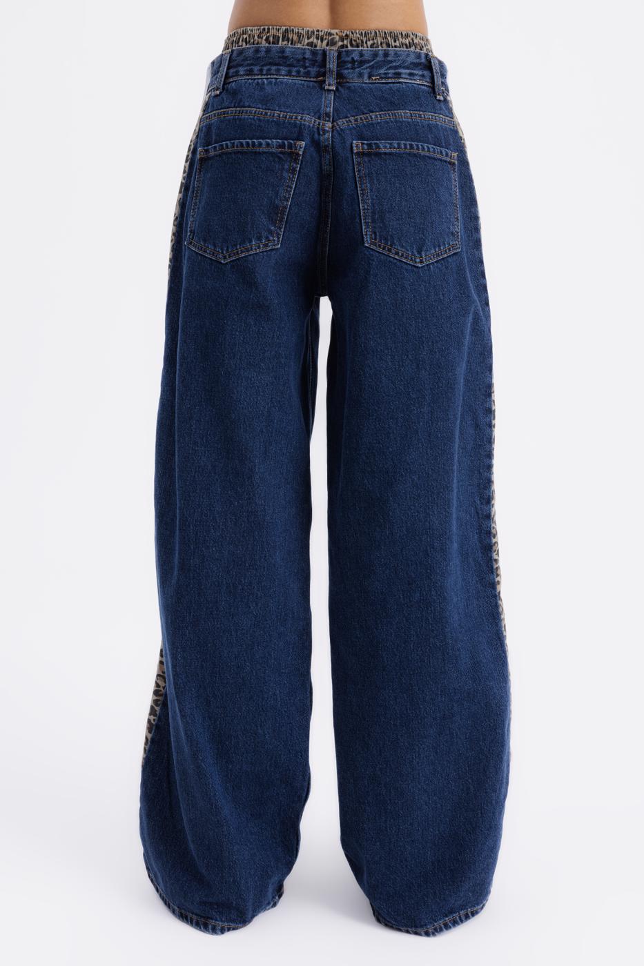 Boxer Detailed Side Stripe Denim Trousers Blue
