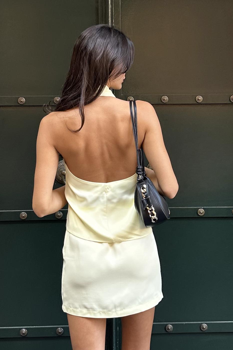 Satin Mini Skirt Yellow