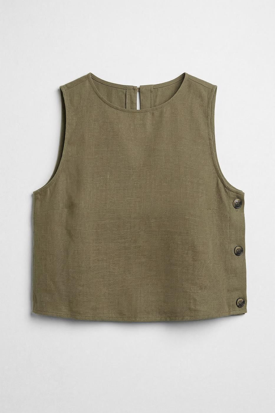 100% Linen Oversize Blouse Khaki