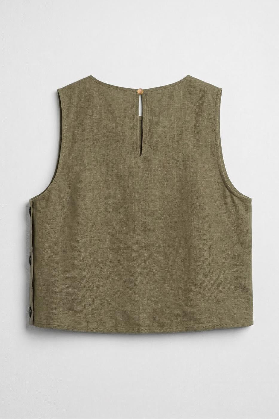 100% Linen Oversize Blouse Khaki