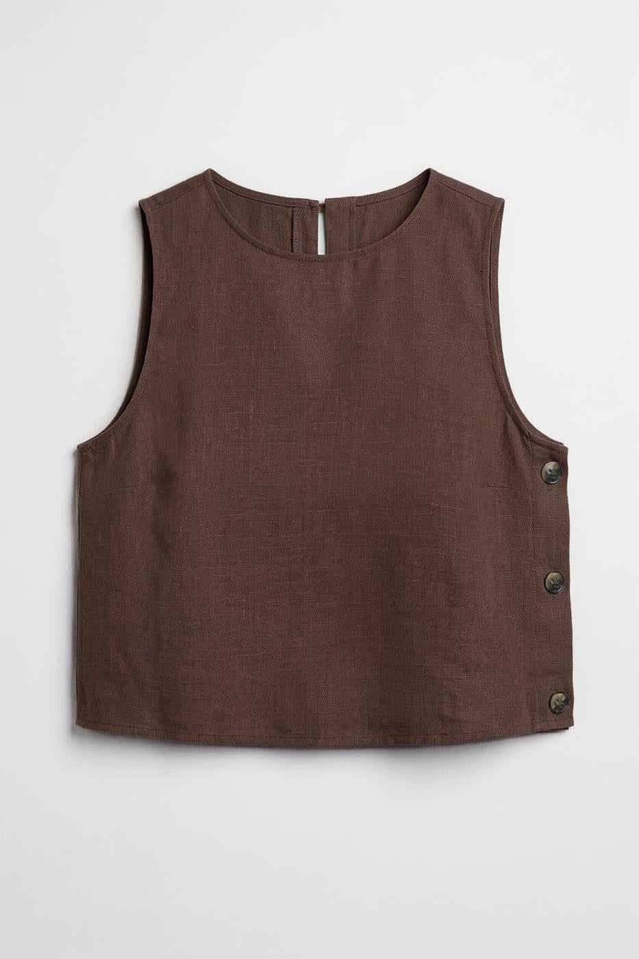 100% Linen Oversize Blouse Brown