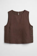 100% Linen Oversize Blouse Brown