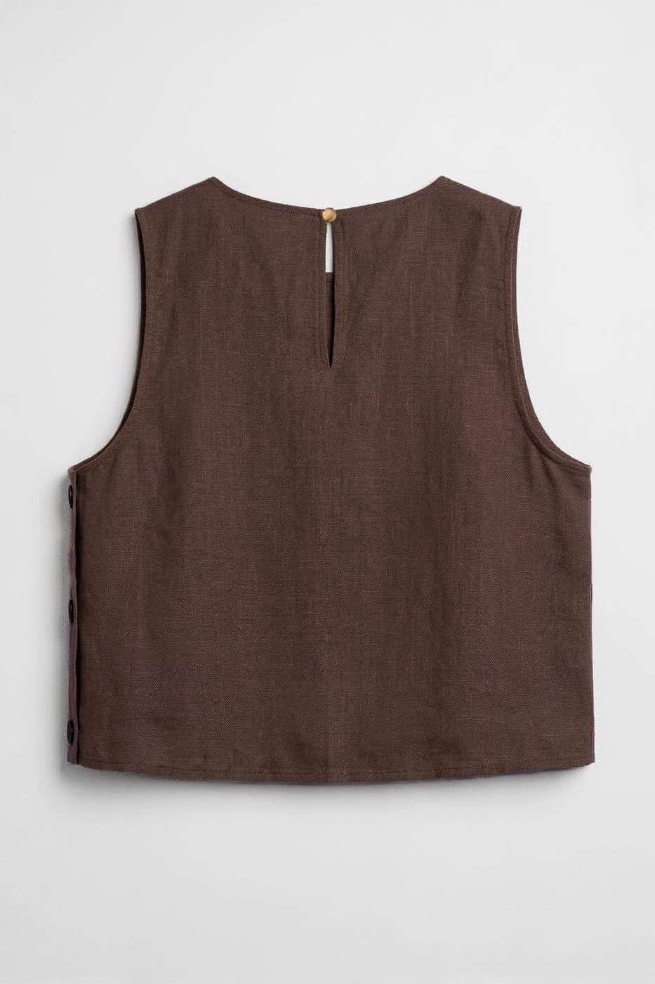 100% Linen Oversize Blouse Brown