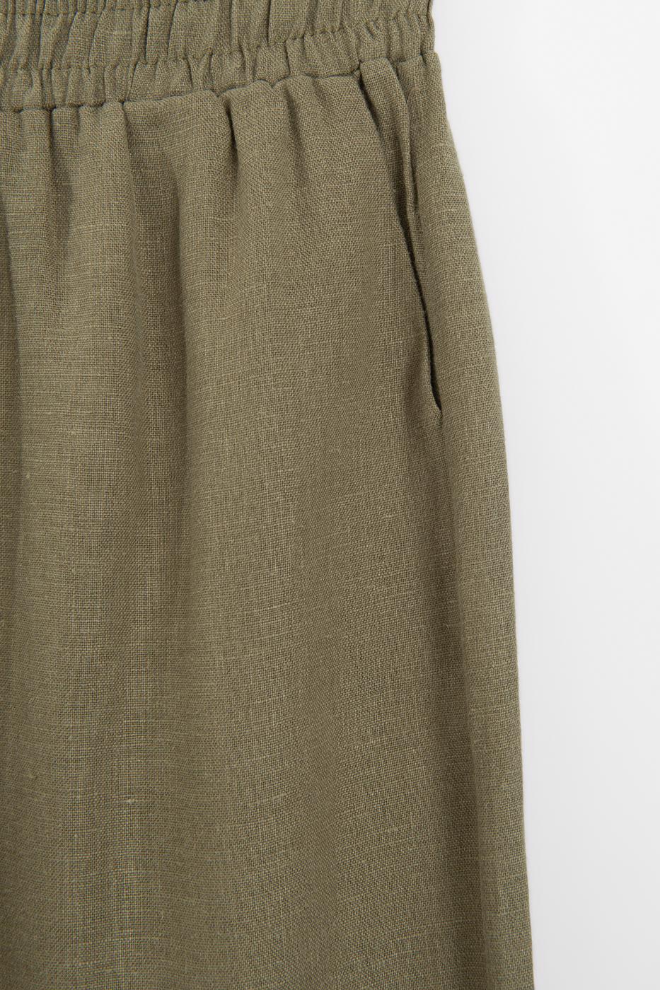 100% Linen Oversize Trousers Khaki