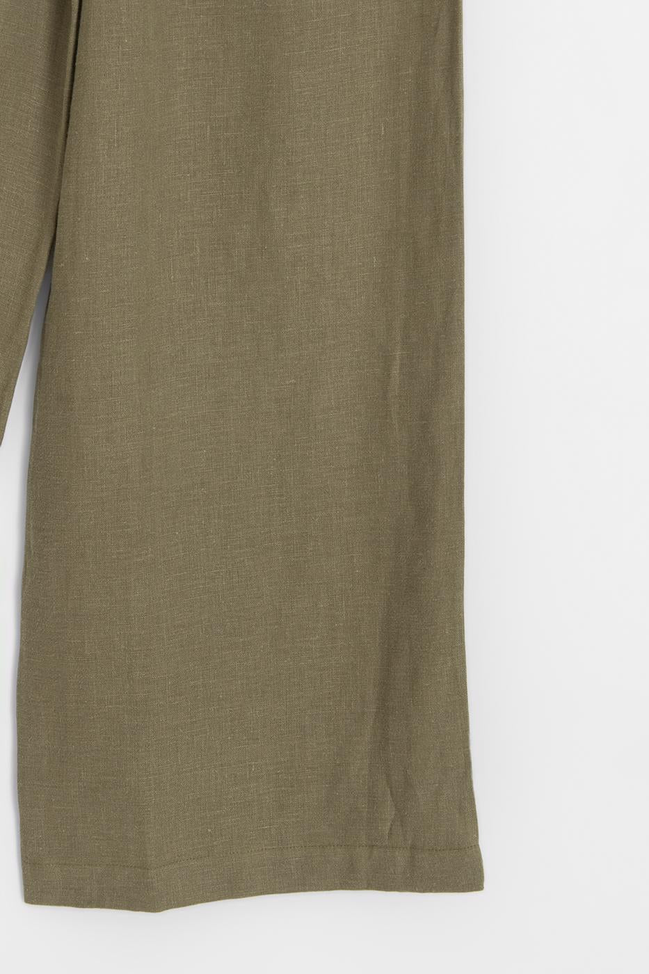100% Linen Oversize Trousers Khaki