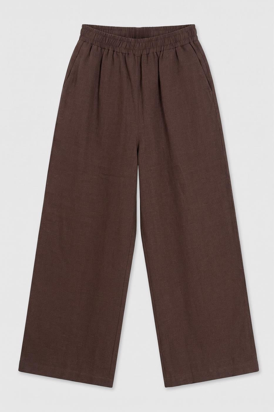 100% Linen Oversize Trousers Brown
