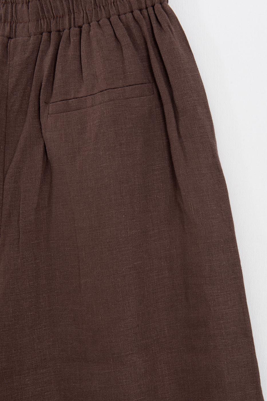 100% Linen Oversize Trousers Brown