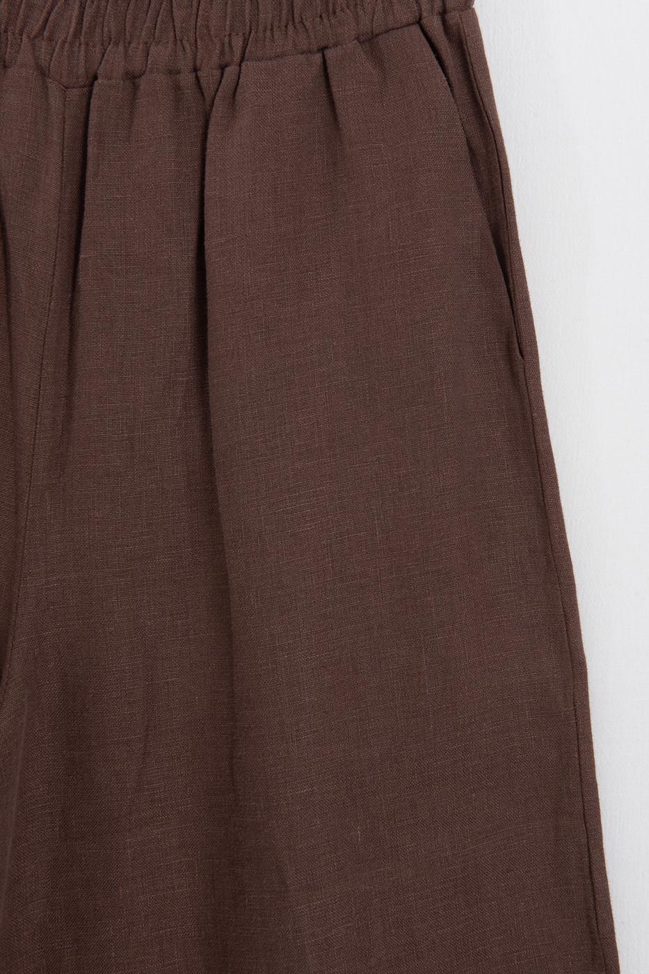 100% Linen Oversize Trousers Brown