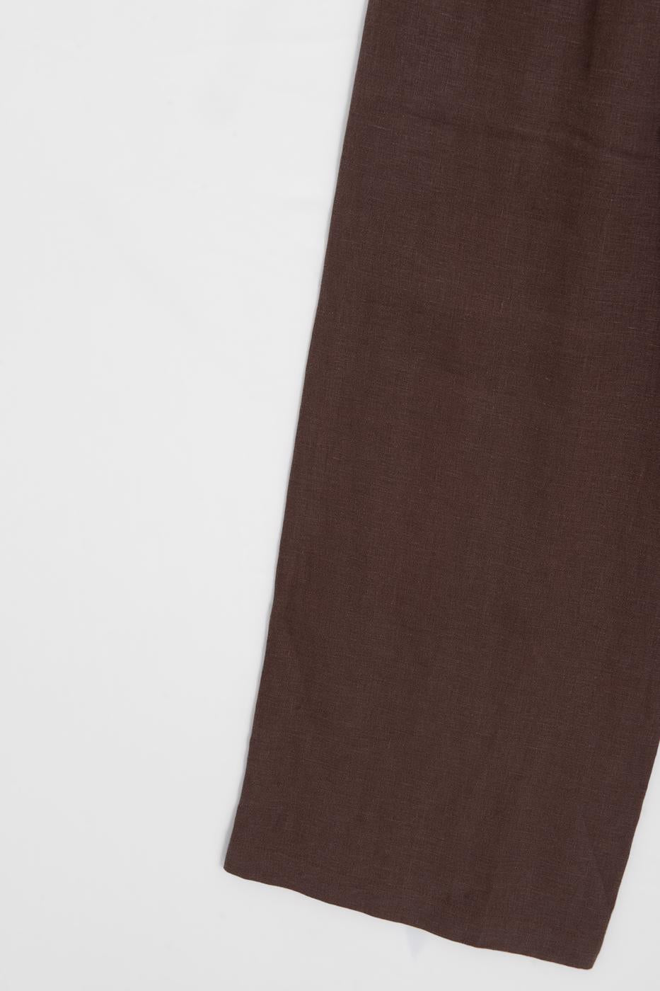 100% Linen Oversize Trousers Brown