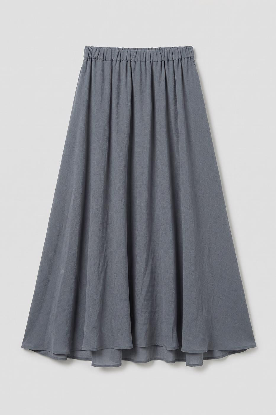 Linen Flared Midi Skirt Grey