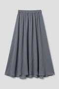 Linen Flared Midi Skirt Grey
